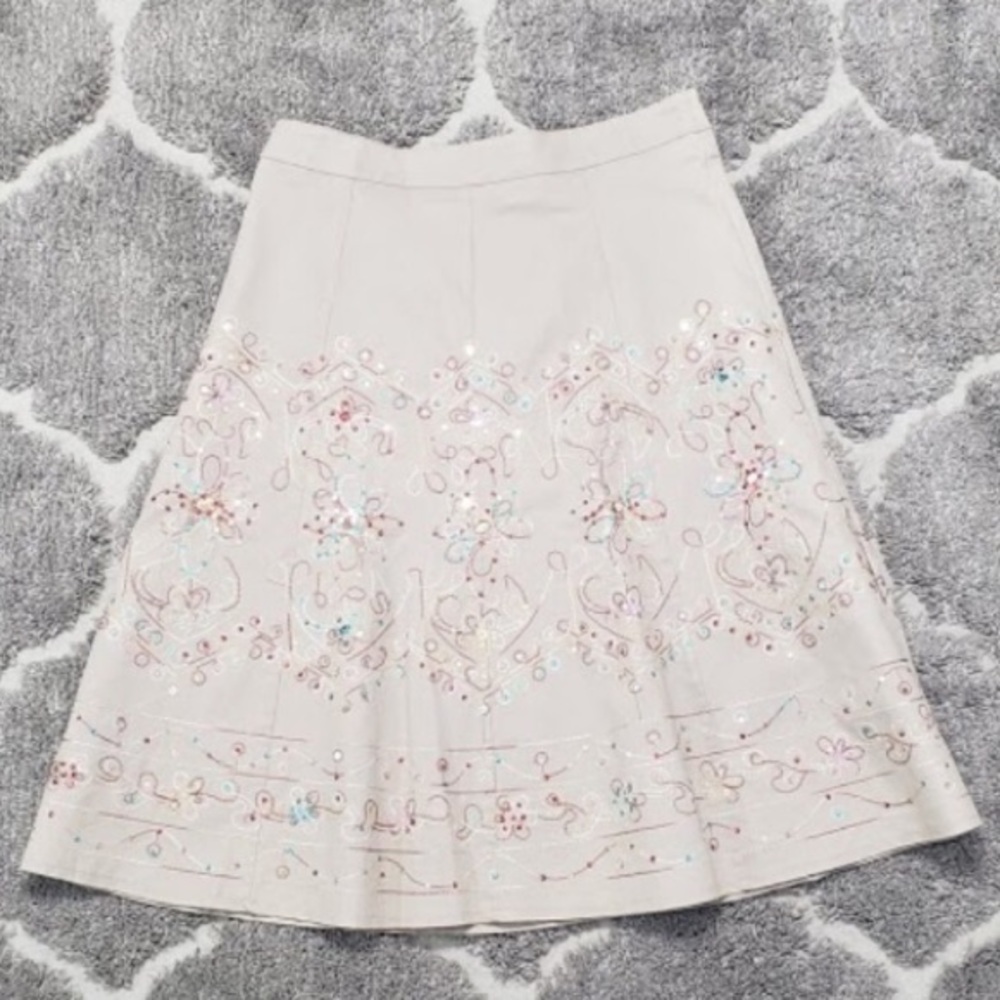Anthropologie Hazel Sequin Embroidered Skirt